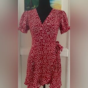 A cute dress in white and red.